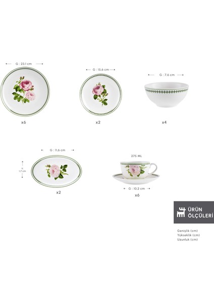 Forever Bone Rosalinda 26 Parça 6 Kişilik Kahvaltı Takımı fiyatları