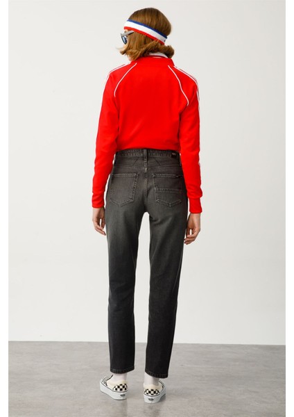 SANDY Mom Fit Antrasit Kadın Jean Pantolon indirimleri