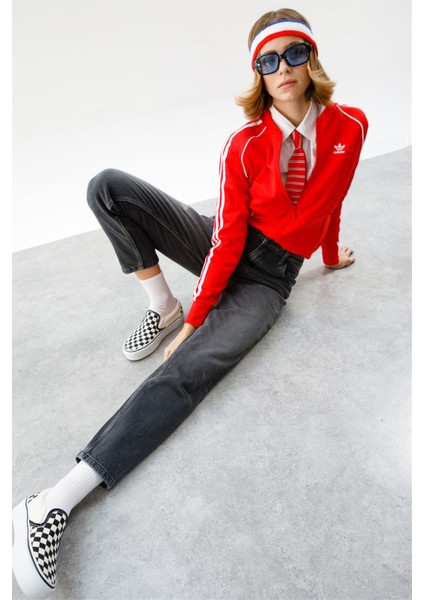 SANDY Mom Fit Antrasit Kadın Jean Pantolon