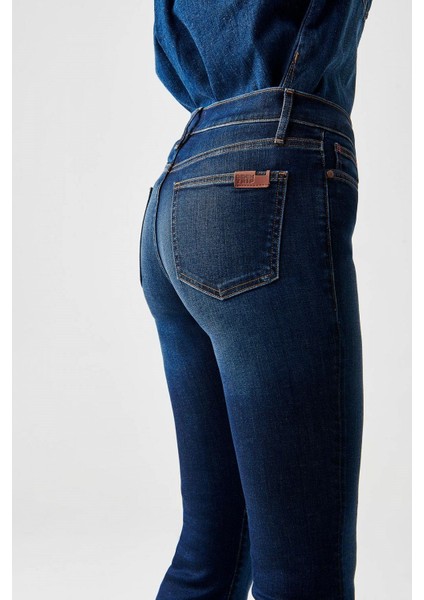 LYDIA Skinny Flare Fit Koyu İndigo Kadın Jean Pantolon