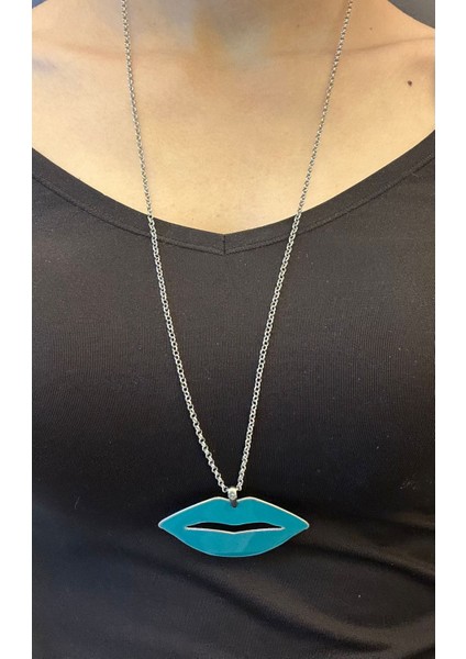 Çelik Dudak Uçlu Uzun Kadın Kolye 35 cm