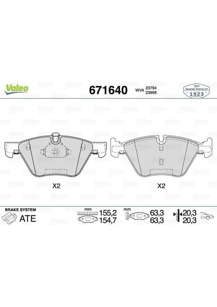 671640 - Fren Balatası Ön Bmw E60 E87 E90 F10