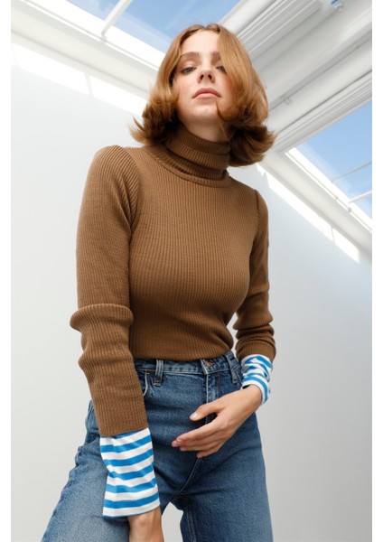 Yüksek Bel Dar Paça Mom Fit Indigo Kadın Denim Pantolon DT10104 Orta Indigo