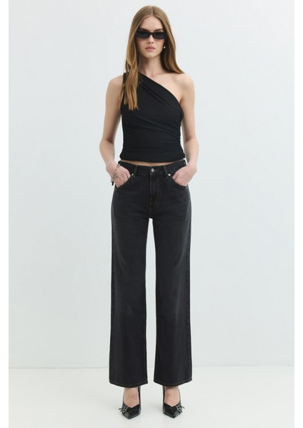 LILY Bootcut Fit Yüksek Bel Antrasit Kadın Jean Pantolon modelleri