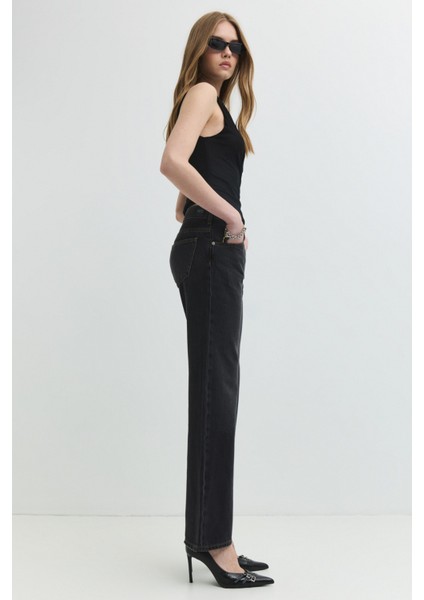 LILY Bootcut Fit Yüksek Bel Antrasit Kadın Jean Pantolon fırsatları