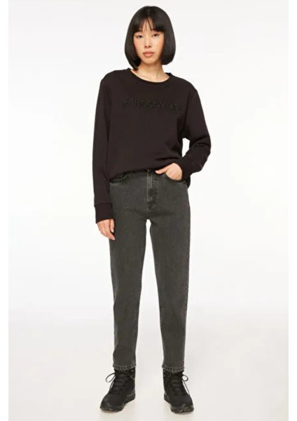 SANDY Mom Fit Antrasit Kadın Jean Pantolon modelleri