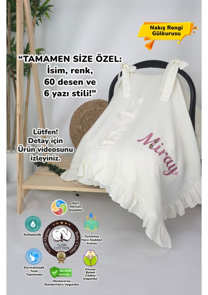 Müslin Yeni Doğan 4katlı Organik %100PAMUK Kişiye Özgü Nakışlı Hastane Çıkış Seti (Papatya Model-12)