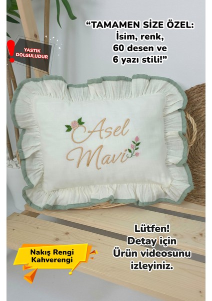 Müslin Yeni Doğan 4katlı Organik %100PAMUK Kişiye Özgü Nakışlı Hastane Çıkış Seti (Güllü Model-5)