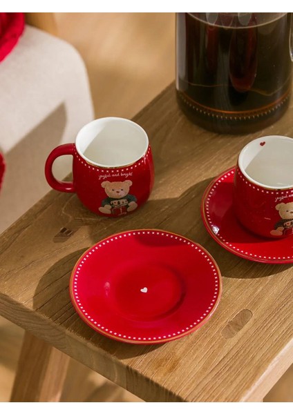 Ayı Teddy Baskılı 2 Kişilik Kahve Fincan Takımı (W5) modelleri