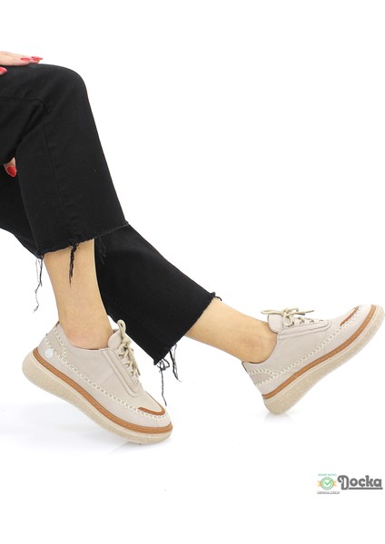 Mammimia Kadın Spor Tarz Ortopedik Hakiki Deri Düz Taban Mevsimlik Hafif Günlük Ayakkabı M26/KA115