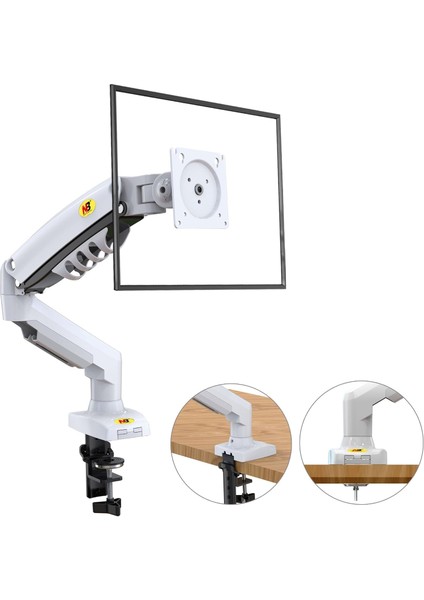 North Bayou Nb F80-XE Beyaz Tek Kol Amortisörlü Monitör Tutucu – 17"-30" Ekran fırsatları