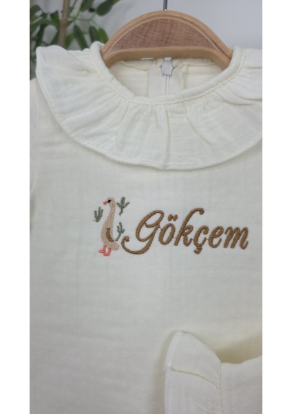 Müslin Yeni Doğan 4katlı Organik %100PAMUK Kişiye Özgü Nakışlı Hastane Çıkış Seti(Ördek Model-1) modelleri