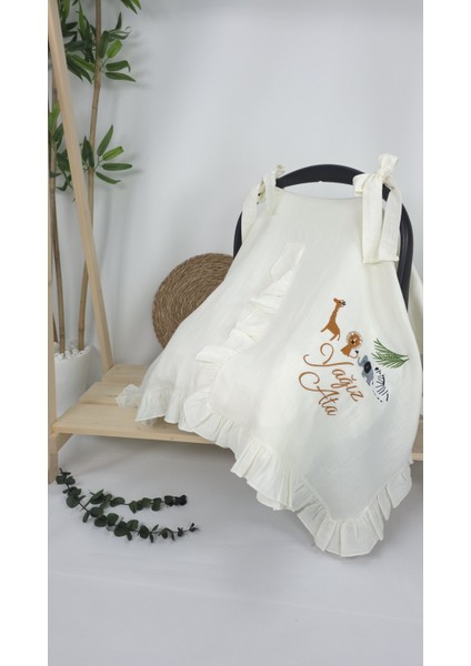 Müslin Yeni Doğan 4katlı Organik %100PAMUK Kişiye Özgü Nakışlı Hastane Çıkış Seti (Safari Model-3) fiyatları