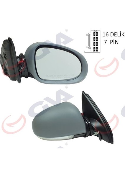 1075713 - Dış Dikiz Aynası Sağ Jetta 04 Golf V 05 Elektrikli Isıtmalı Sinyalli Astarlı Konveks 7 Fiş VM-381EHPR