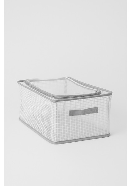 Şeffaf Saklama Organizeri | 2 Adet | Şerit Desenli | Fermuarlı, Pencereli, Çelik Destekli, Katlanabilir Çok Amaçlı Organizer modelleri