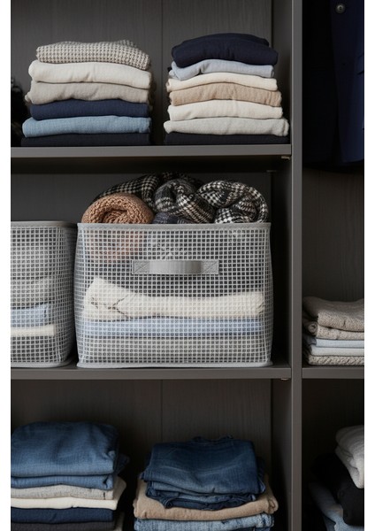 Şeffaf Saklama Organizeri | 2 Adet | Şerit Desenli | Fermuarlı, Pencereli, Çelik Destekli, Katlanabilir Çok Amaçlı Organizer indirimleri