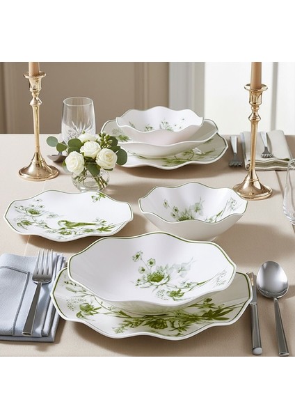 Nesrin 24 Parça Yemek Seti 1891 Yeşil modelleri