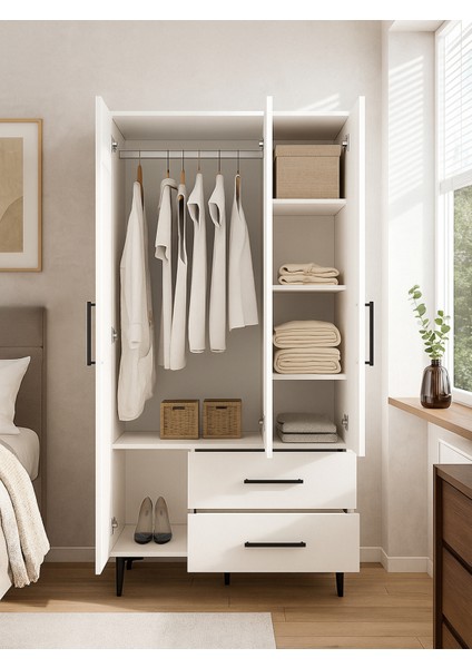 Nuna Gardırop 3 Kapaklı 2 Çekmeceli – 180X90 cm Genç ve Yatak Odası Dolabı fırsatları