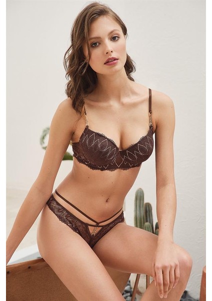 Arias Closet Balenli Destekli Dolgulu Askı Detaylı Dantelli Sütyen ve Slip Takım modelleri