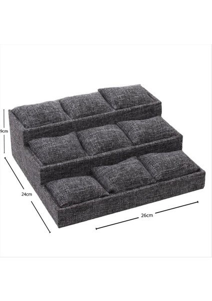 Ds-Derin 3 Basamaklı Keten Kumaş Yastıklı Stand-Gri