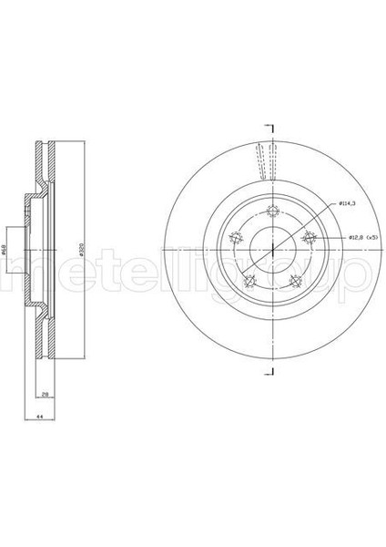 Cıfam 8001783C - On Fren Dıskı Nıssan X-Traıl Iıı 15 Renault Koleos Iı 16 Havalandırmalı 5delik 28×26X44 Dış ÇAP:320