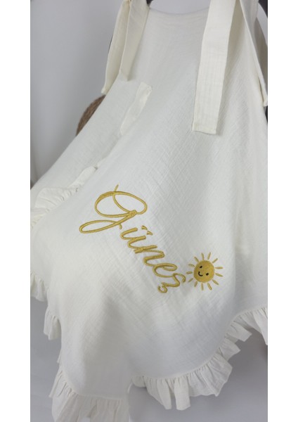 Müslin Yeni Doğan 4katlı Organik %100PAMUK Kişiye Özgü Nakışlı Hastane Çıkış Seti (Güneş Model-2) fırsatları