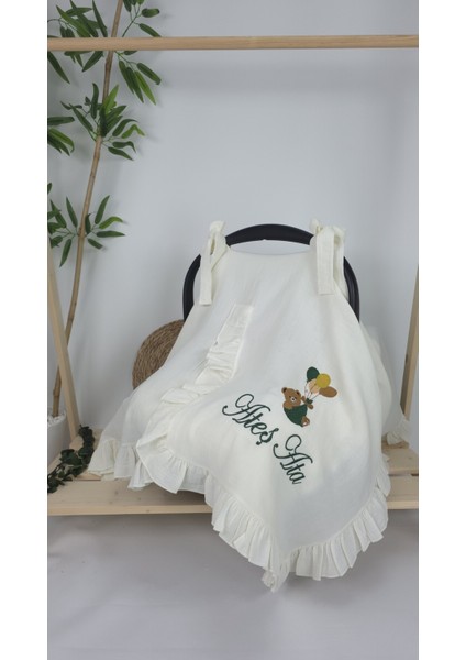 Müslin Yeni Doğan 4katlı Organik %100PAMUK Kişiye Özgü Nakışlı Hastane Çıkış Seti-Yeşil Ayıcık Balon fiyatları