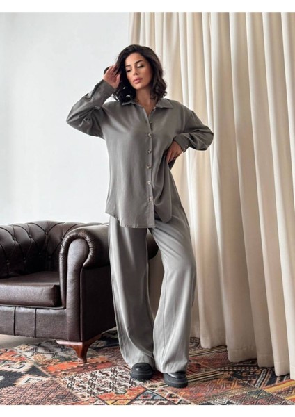 Kadın Oversize Gömlek & Palazzo Pantolon Salaş Ikili Takım
