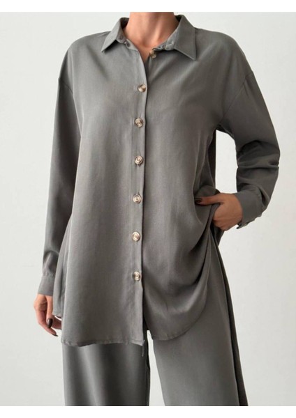 Kadın Oversize Gömlek & Palazzo Pantolon Salaş Ikili Takım fırsatları