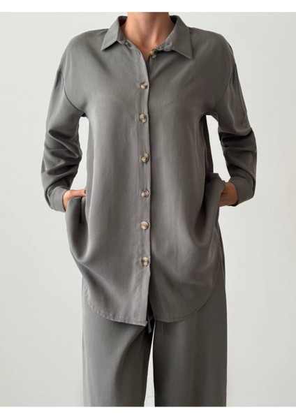 Kadın Oversize Gömlek & Palazzo Pantolon Salaş Ikili Takım indirimleri