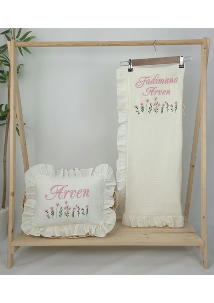 Müslin Yeni Doğan 4katlı Organik %100PAMUK Kişiye Özgü Nakışlı Hastane Çıkış Seti (Çoklu Papatya) fiyatları