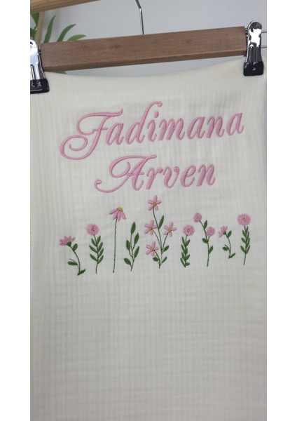 Müslin Yeni Doğan 4katlı Organik %100PAMUK Kişiye Özgü Nakışlı Hastane Çıkış Seti (Çoklu Papatya) fırsatları