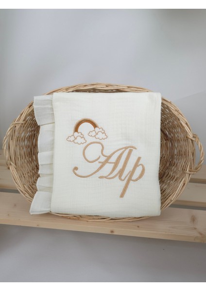 Müslin Yeni Doğan 4katlı Organik %100PAMUK Kişiye Özgü Nakışlı Hastane Çıkış Seti (Gökkuşağı Model2) modelleri