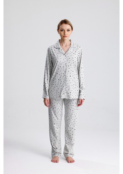 Yıldız Desen Pamuk Kadın Pijama Takım