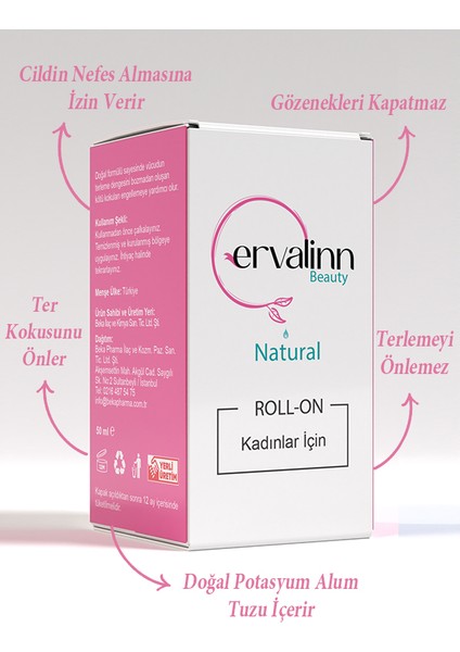 Doğal Roll-On Kadınlar İçin 50 ml+DUDAK BALSAMI HEDİYE fiyatları