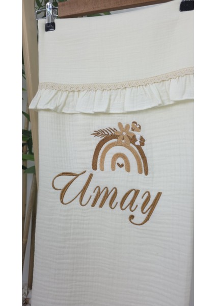 Müslin Yeni Doğan 4katlı Organik %100PAMUK Kişiye Özgü Nakışlı Hastane Çıkış Seti(Gökkuşağı Model1) modelleri