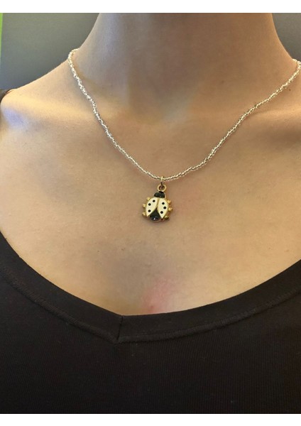 Çelik Uğur Böceği Uçlu Boncuklu Kadın Kolye 21 cm fırsatları