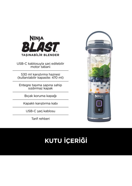 Shark Ninja Blast™ Taşınabilir Blender - Mavi