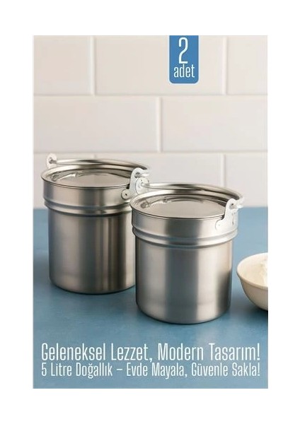 Buğz Bx 2 Li Yoğurt Bakracı – Paslanmaz Çelik 5 Litre | Kapaklı, Hijyenik ve Dayanıklı