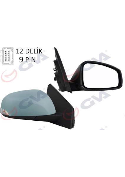 1011325 - Dış Dikiz Aynası Sağ Megane-Fluence 08 Elektrikli Isıtmalı Sinyalli Katlanır Astarlı Konveks 9 Fiş VM-6138EBR
