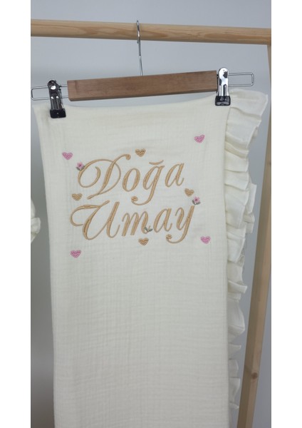 Müslin Yeni Doğan 4katlı Organik %100PAMUK Kişiye Özgü Nakışlı Hastane Çıkış Seti (Çoklu Kalp-1) modelleri