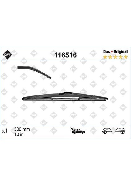 116516 - Silecek Swf 30CM X1 Arka Focus Iıı 11 Fıesta 06 Qashqaı 07 Secenıc Iıı 09 Yarıs Saab