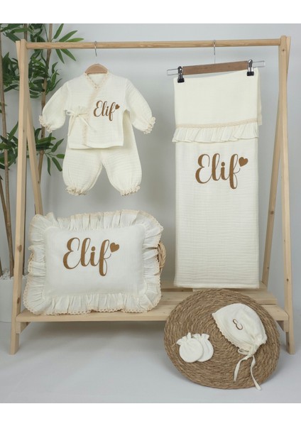 Müslin Yeni Doğan 4katlı Organik %100PAMUK Kişiye Özgü Nakışlı Hastane Çıkış Seti (Kalpli Model-8) fiyatları