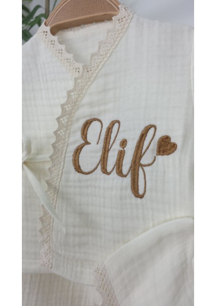 Müslin Yeni Doğan 4katlı Organik %100PAMUK Kişiye Özgü Nakışlı Hastane Çıkış Seti (Kalpli Model-8) modelleri