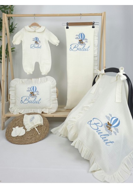 Müslin Yeni Doğan 4katlı Organik %100PAMUK Kişiye Özgü Nakışlı Hastane Çıkış Seti (Ayıcık Model-3) fiyatları