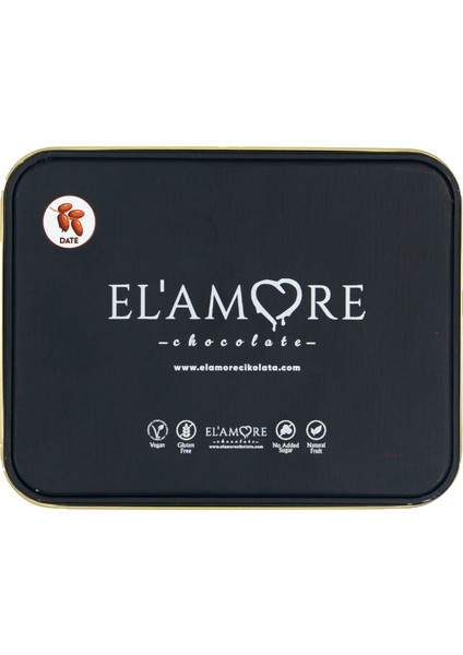 Şeker Ilavesiz, Glütensiz, Vegan Hurmalı Bitter Çikolata - Küçük Kare Metal Kutu, 150 gr fırsatları