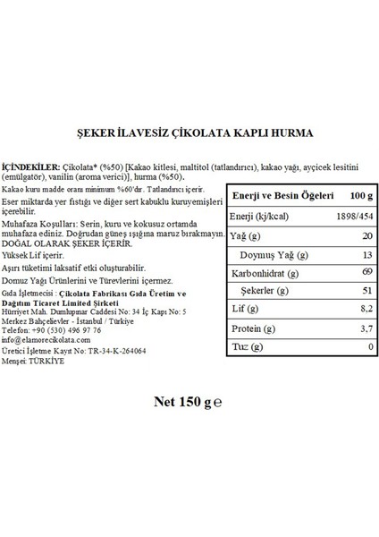 Şeker Ilavesiz, Glütensiz, Vegan Hurmalı Bitter Çikolata - Küçük Kare Metal Kutu, 150 gr indirimleri
