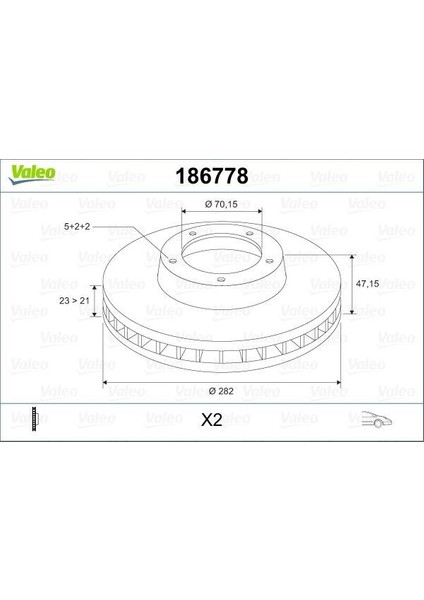 186778 - Ön Fren Diski Hava Kanallı Honda Cr-V 2.0l B20 96-01 / Hr-V 1.6l D16W1 99-07 / Prelude 2.0l F20A4 92-96 2.2l H22A4 97-01 282 Çap x 5 Bijon - Takım Disk Fiyatıdır