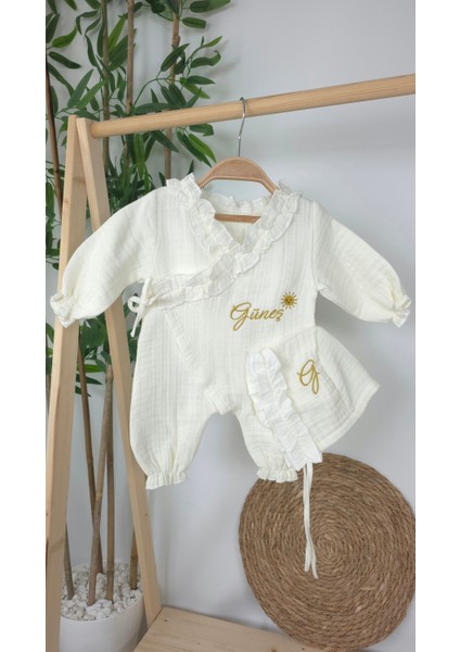 Müslin Yeni Doğan 4katlı Organik %100PAMUK Kişiye Özgü Nakışlı Hastane Çıkış Seti (Güneş Model-2) fiyatları