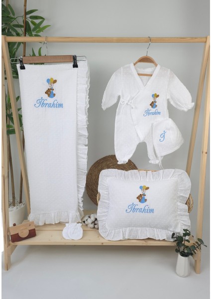 Müslin Yeni Doğan 4katlı Organik %100PAMUK Kişiye Özgü Nakışlı Hastane Çıkış Seti-Ayıcık Model fiyatları